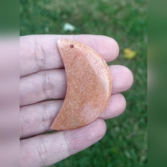 Amazonite Crescent Moon Pendant Stone - Picture 2 of 2